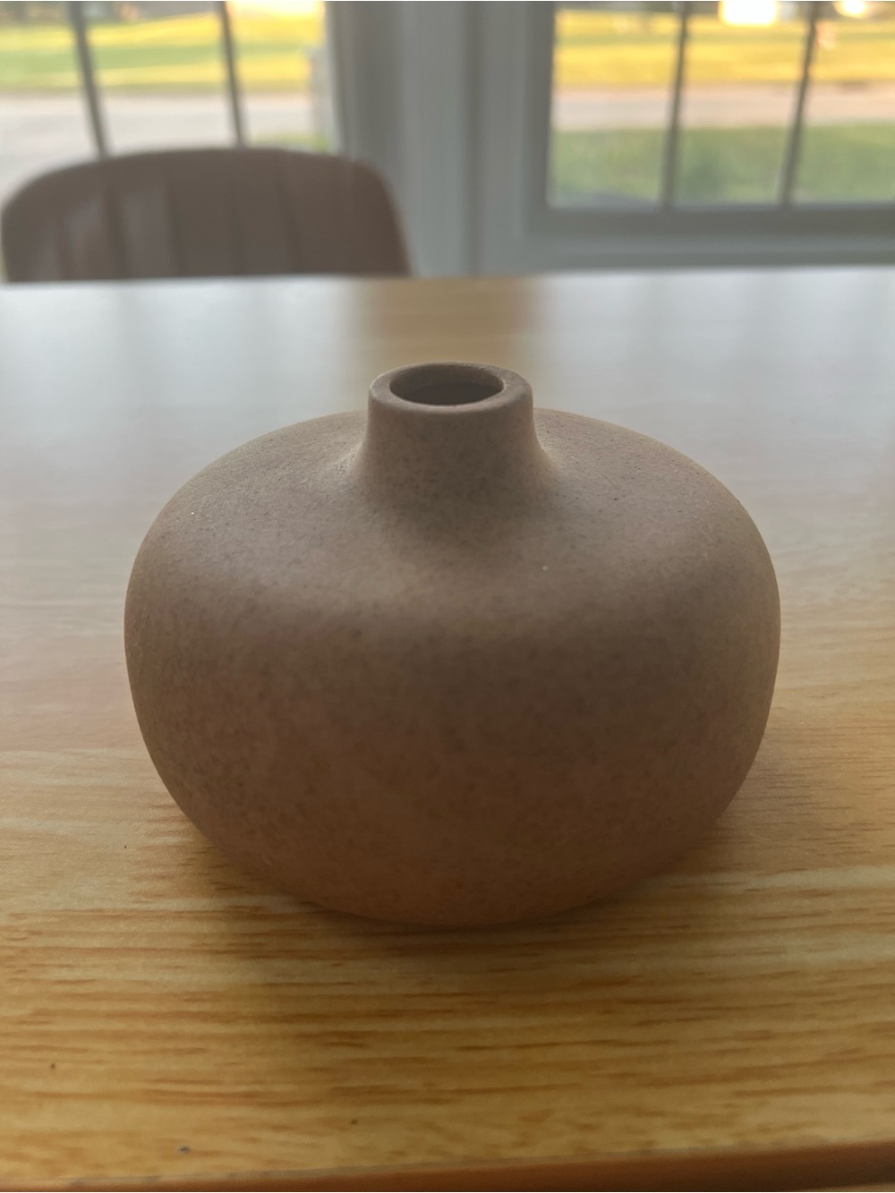 Minimal Round Matte Stoneware Bud Vase in Light Brown
